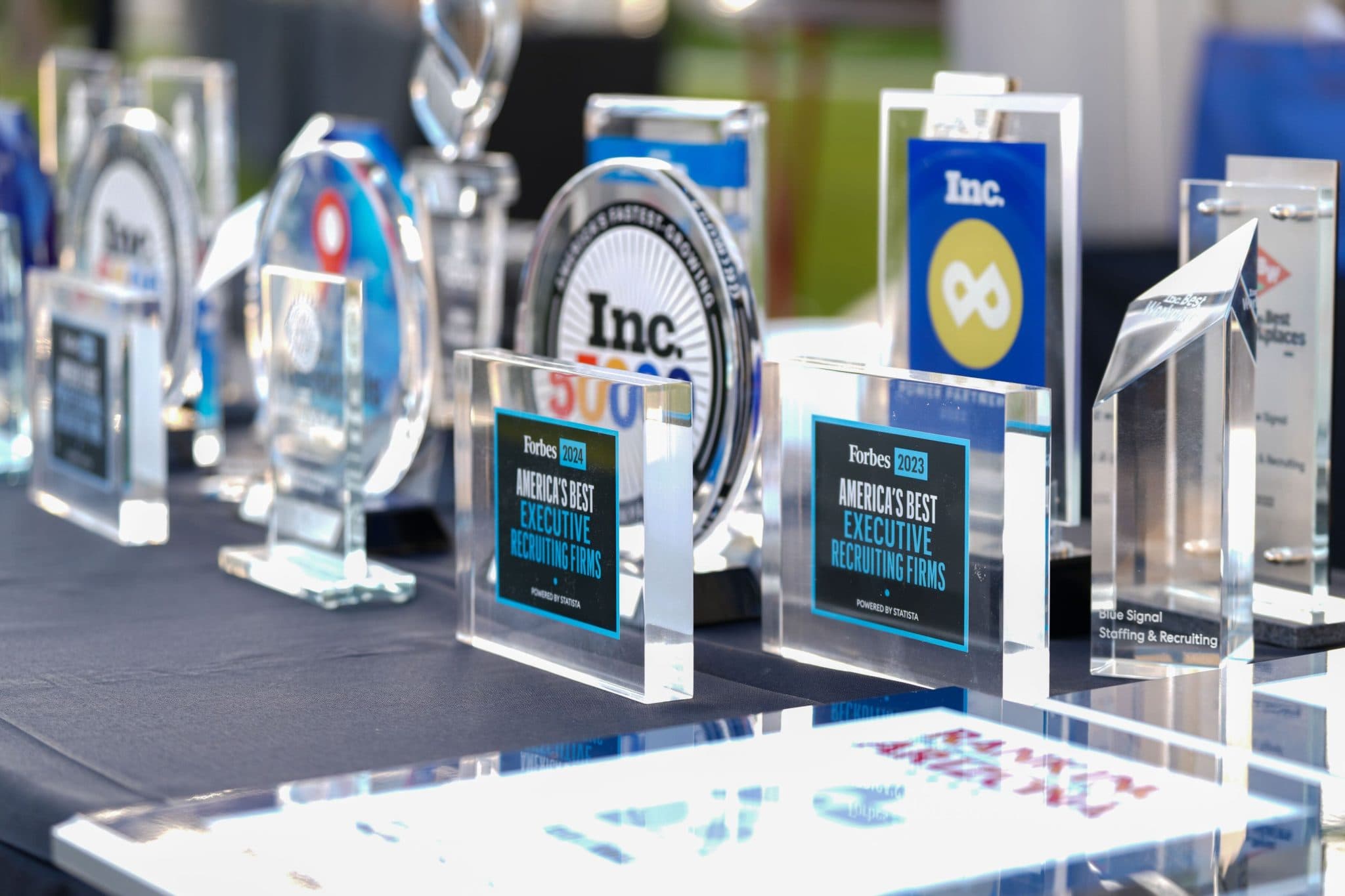 Blue Signal Search award trophy display